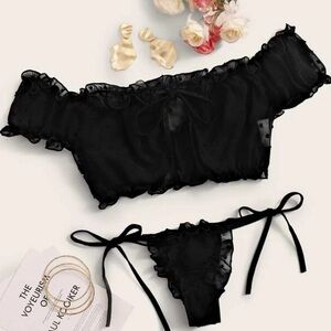 Elegant Black Sheer Lingerie Set M